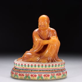 Chinese Hand Carved Soapstone Luohan Figurine