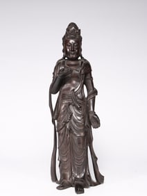 Chinese Zitan Wood Carved Guanyin Sculpture