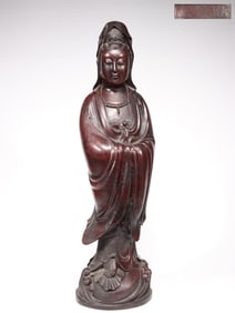 Chinese Bronze Guanyin Statue,Mark