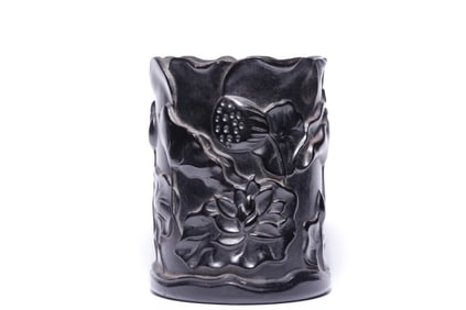 Chinese Zitan Wood Carved Brushpot
