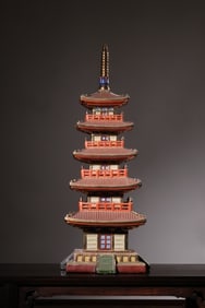 Chinese Famille Rose Porcelain Pagoda