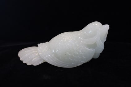 Chinese White Jade Carved Bird