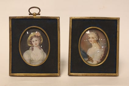 VintageHand Paint Miniature Painting of YoungGirl