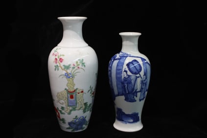 Two Chinese Glazed Porcelain Vases