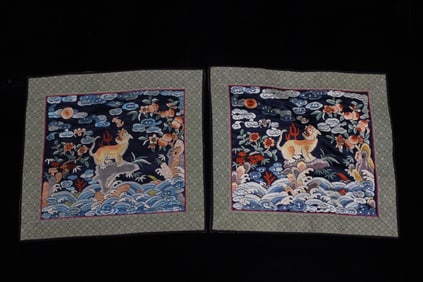 Pair of Chinese Silk Embroidery Panel