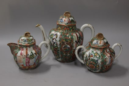 Antique Famille Rose Medallion Tea Set