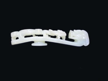Chinese Jade Carved Dragon Belt Buckle