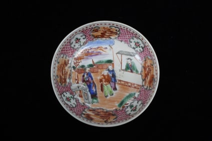 18th.C Chinese Figural Mandarin Famille Rose Dish