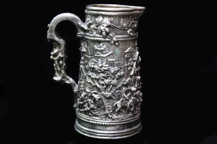 Antique German Silver 800 Pitcher with hallmarks.
