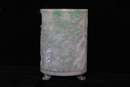 Chinese Footed Jadeite Brushpot