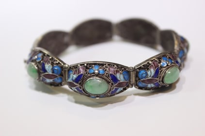 Chinese Enamel and Silver Bracelet