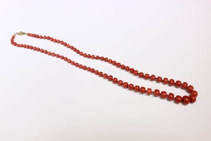Red Coral Necklace with 14K Clasp