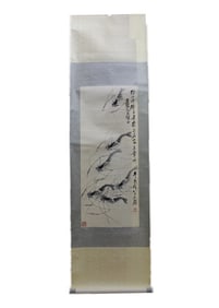 Chinese Ink Color Scroll Painting,Qi BAishi.