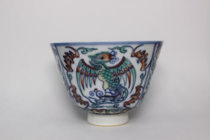 Chinese Doucai Porcelain Cup,Mark