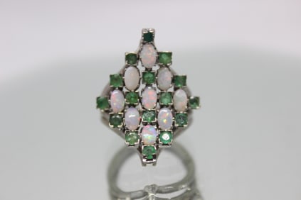 Emerald and Opal Ring in 14K Gold