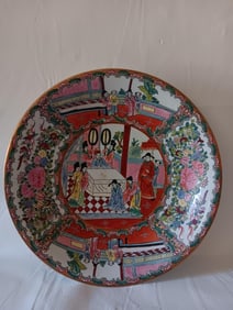 Large Chinese Famille Rose Porcelain Dish,Mark