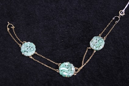 14K Jadeite and Gold Bracelet