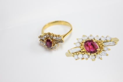 14K Ruby and Diamond Ring w GIA