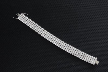 925 Silver Four Row CZ Bracelet
