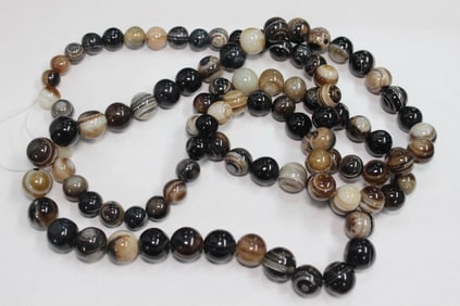 108 Black and White Agate Beads Necklace