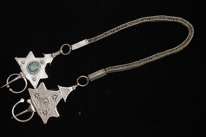 Antique Silver and Silver Inlaid Filigree Belt