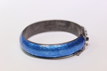 Vintage Chinese Enamel Silver Bangle