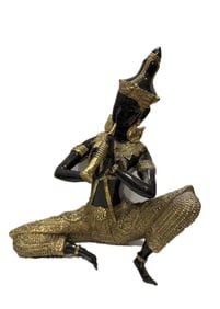 Vintage Gilded Verdigris Bronze Statue Thai Prince