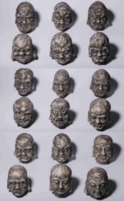 Lots of 18 Pottery Luohan Figurine Heads