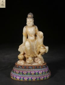 Chinese Soapstone Hand Carved Guanyin Statue