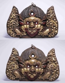 Pair of Qing Tibetan Gilt Bronze Panel
