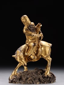 Chinese Gilt Bronze Figurine and Donkey