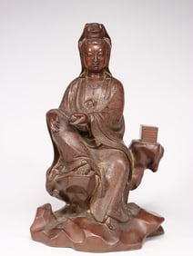 Chinese Bronze Guanyin Statue,Mark