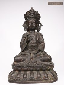 Chinese Bronze Guanyin Statue,Mark