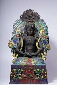 Chinese Cloisonne Bronze Buddha Statue,Mark