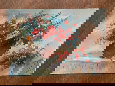 Still Life Painting of a Vibrant Floral Arrangemen