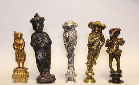 Lots of 5 Vintage Metal Figurines Wax Seal
