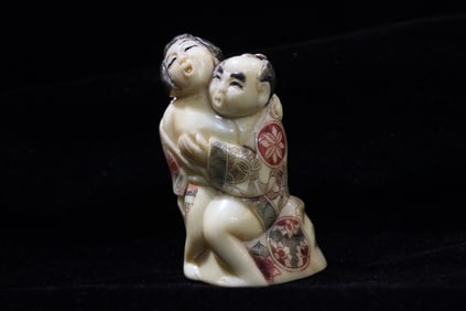 Japanese Erotic Subject Hand Carved Netsuke