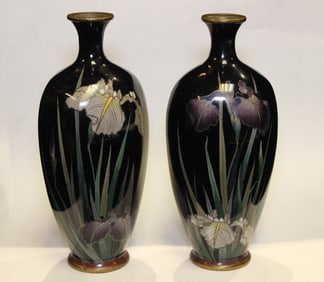 pair of Japanese cloisonné enamel vases