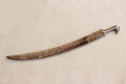 19th.C Indian Talwar Sword w Silver Handle