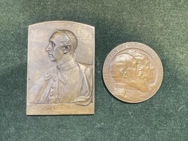 Two Commemorative Bronze Plaques/Medals