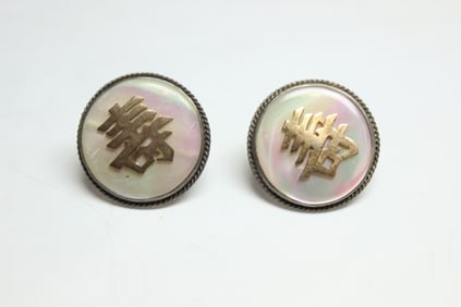 Pair of mother pearl Earring Set w Sterling Silver