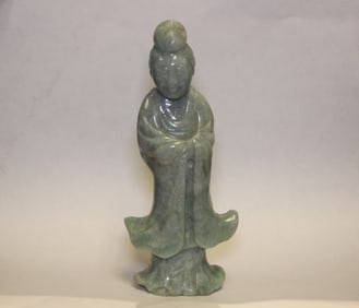 Chinese Carved Jadeite Guanyin Figurine