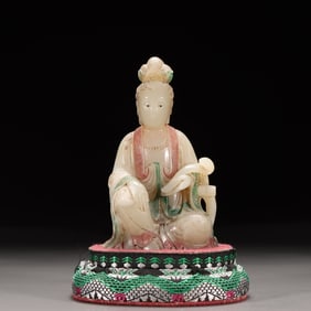 Chinese Soapstone Carved Guanyin Figurine
