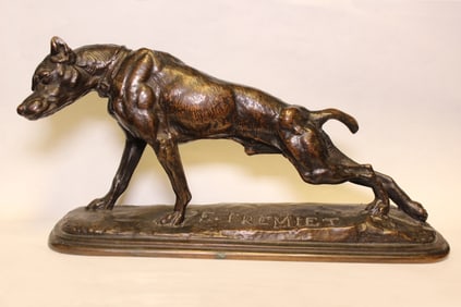 Bronze Sculpture of a Dog,Signed"E.Fremiet"