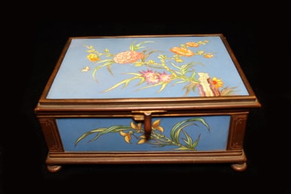 19th.C Asian Enamel Cloisonné Jewelry trinket Box