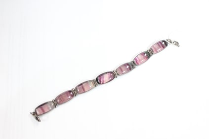 Oval semi-precious Sterling Silver Bracelet