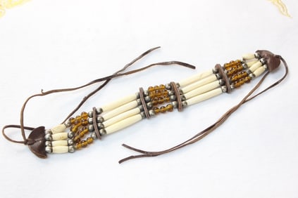 Native American style bone choker necklace