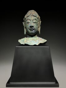 Chinese Bronze Bust of a Buddha