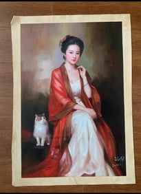 Signed Oil on Canvas of An Elegant Women