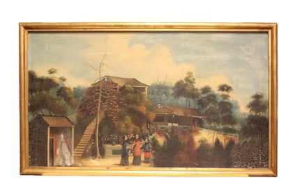 19th.C Chinese Export Oil on Canvas